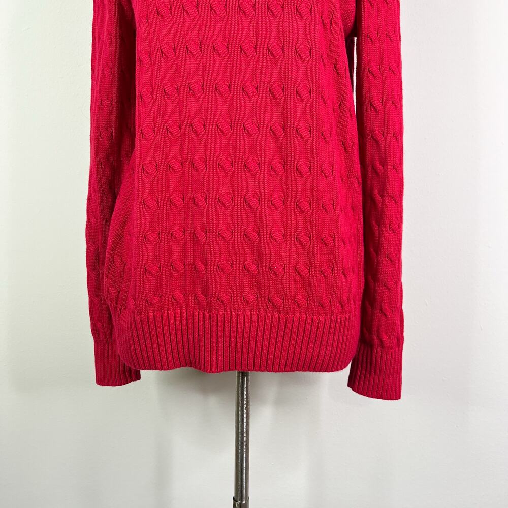 Polo Ralph Lauren | Women's Red Cable Knit Cotton Pullover Designer Sweater XL - Picture 5 of 10